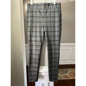 Loft Gray Windowpane Print Leggings Sz M New With Tag